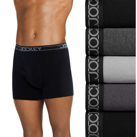 Jockey Mens Boxer Briefs 5 Pack Lightweight Everyday Casual 5" Inseam NEW Medium - Picture 1 of 10